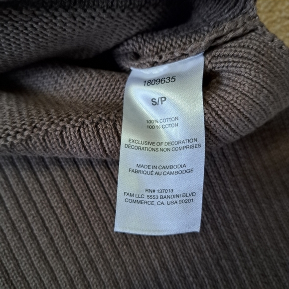 ❤️Gap Turtleneck Sweater Women's Small Brown Split Hem Chunky Knit Ribbed NWT - Picture 9 of 12